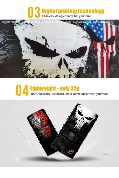 Customized Tube Scarf Seamless Bandana Masks Headband Cycling Caps Neck Gaiter Outdoors Neck Warmer Motorcycle Face Shield 50PCS