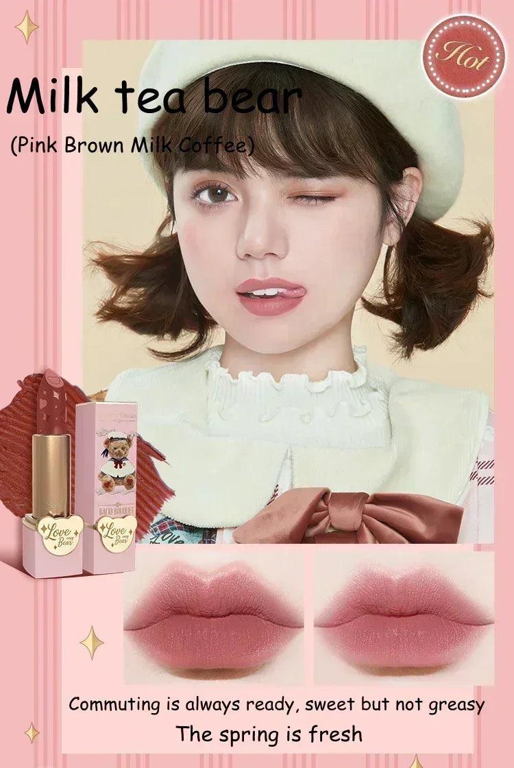 Flower knows love bear series matte moisturizing silky smooth natural lipstick makeup