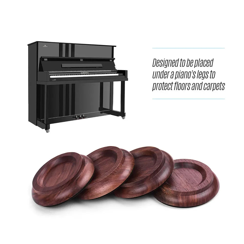 4pcs/Set Upright Piano Caster Cups Coaster Solid Wood with Anti-slip EVA Pad Piano Accessories