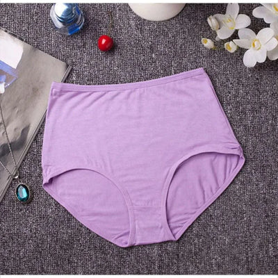 New Soft Women's Bamboo Fiber Panties Sexy Underwear High-Rise Briefs Solid Color Everyday Underpants Ladies Big Size Lingerie
