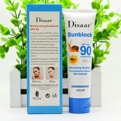 Snail Sunscreen Cream 100ml,Protection Face Cream Disaar Sunblock 90++ Protective Cream Pigmentation SPF