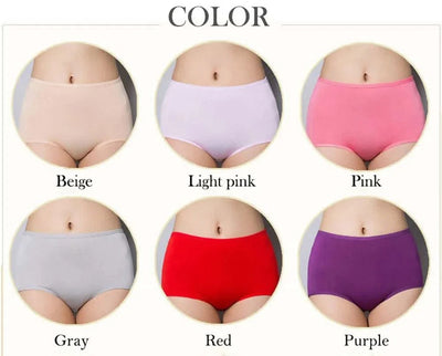 New Soft Women's Bamboo Fiber Panties Sexy Underwear High-Rise Briefs Solid Color Everyday Underpants Ladies Big Size Lingerie