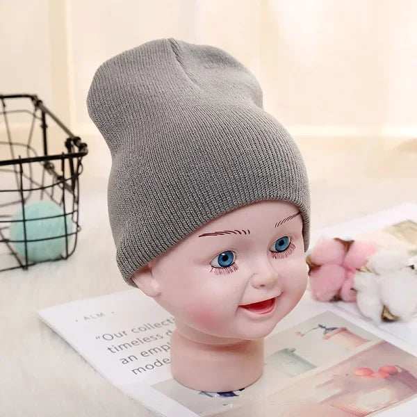 Solid Beanies Hat for Kids Baby Girls Boys Autumn Winter Caps Warm Soft Candy Knitted Bonnet Hats Skullies Toddler Children Cap