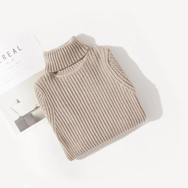 Girls Sweaters Turtleneck Solid Color Knitting Sweater Autumn Children Clothing White Pullover Kids Tops 2t 3t 4t 8 12 13 Years