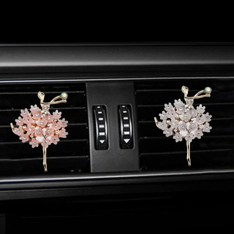 Car Aroma Diffuser Fragrance For Car Flavoring Air Fresheners Auto Perfume Car Smell Vent Clip Ballet Bling Car Accessory Girls