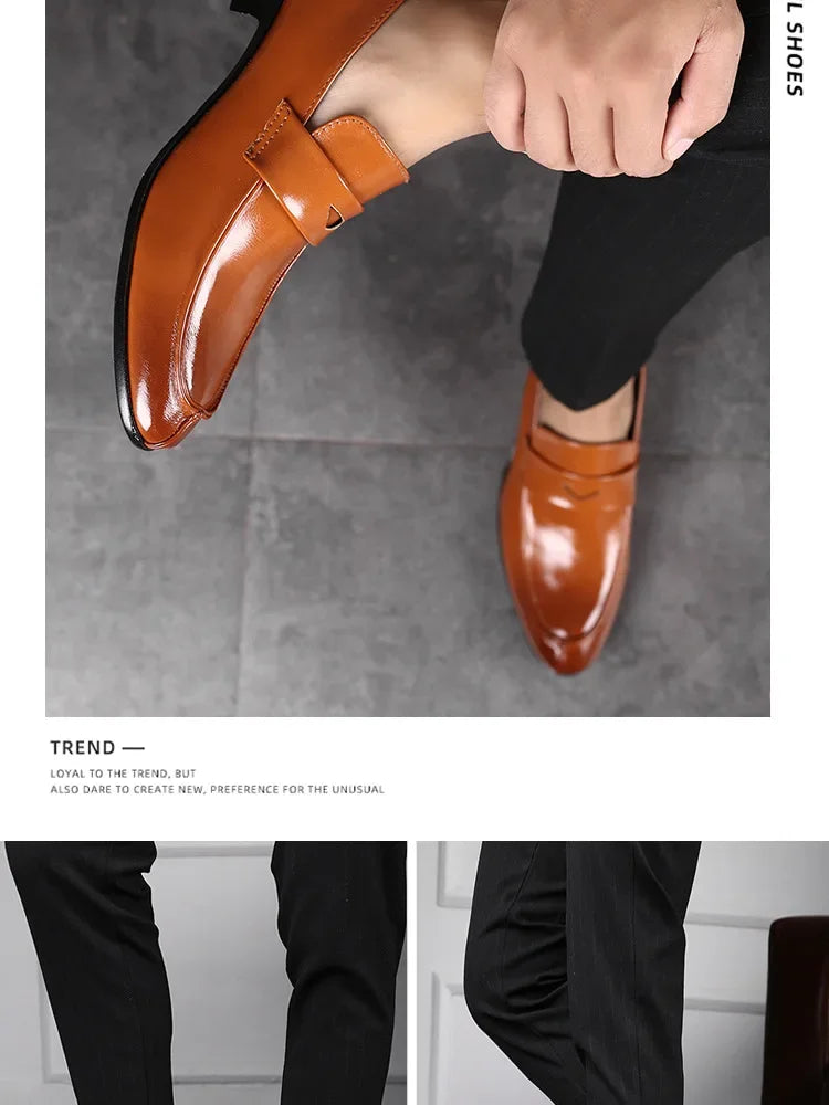 Handmade Leather Men Dress Shoes Fashion Party And Wedding Men'S Loafers Casual Shoes Men Driving Shoes