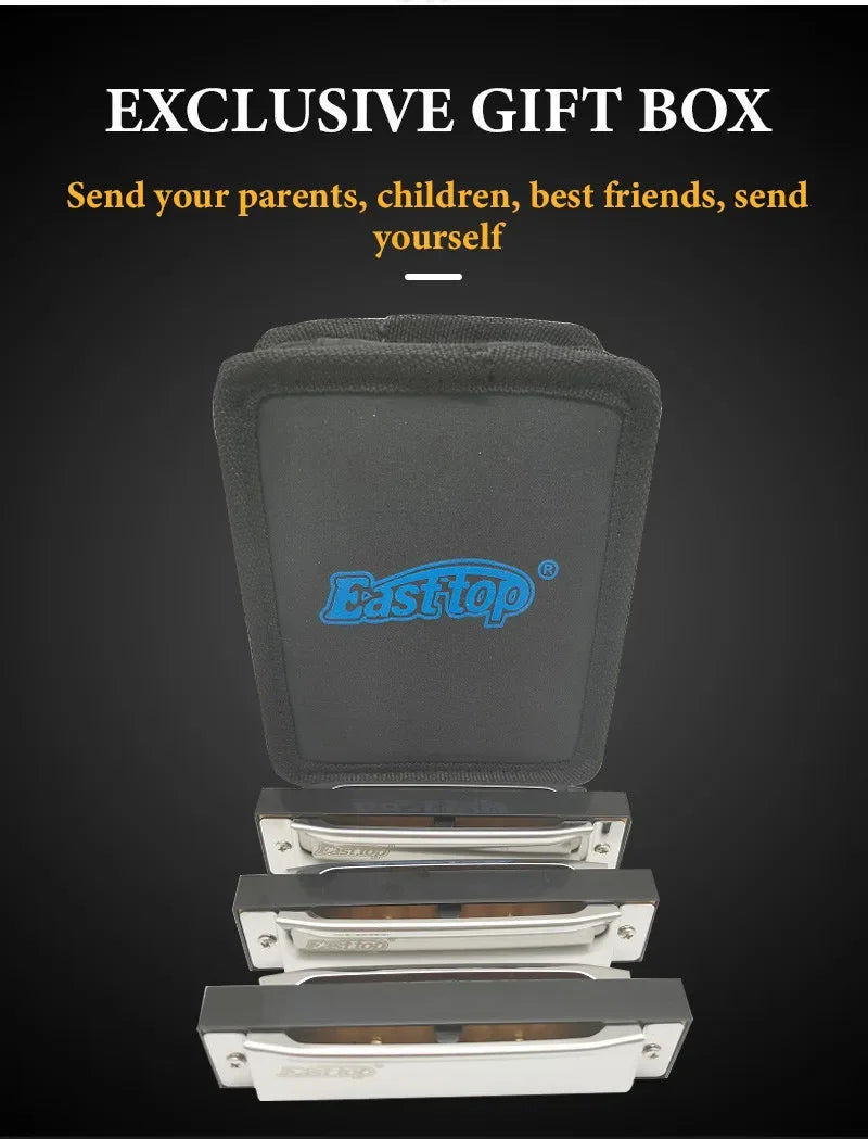 EASTTOP T10-3-3 set of 3 of Diatonic Harmonica 10 Hole 20 Tone Blues Diatonic Harmonica for Adults Beginners Professionals