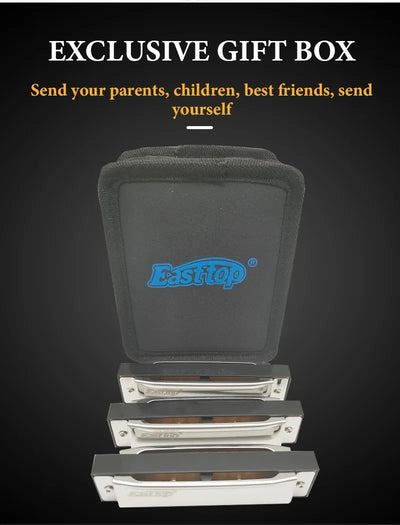 EASTTOP T10-3-3 set of 3 of Diatonic Harmonica 10 Hole 20 Tone Blues Diatonic Harmonica for Adults Beginners Professionals