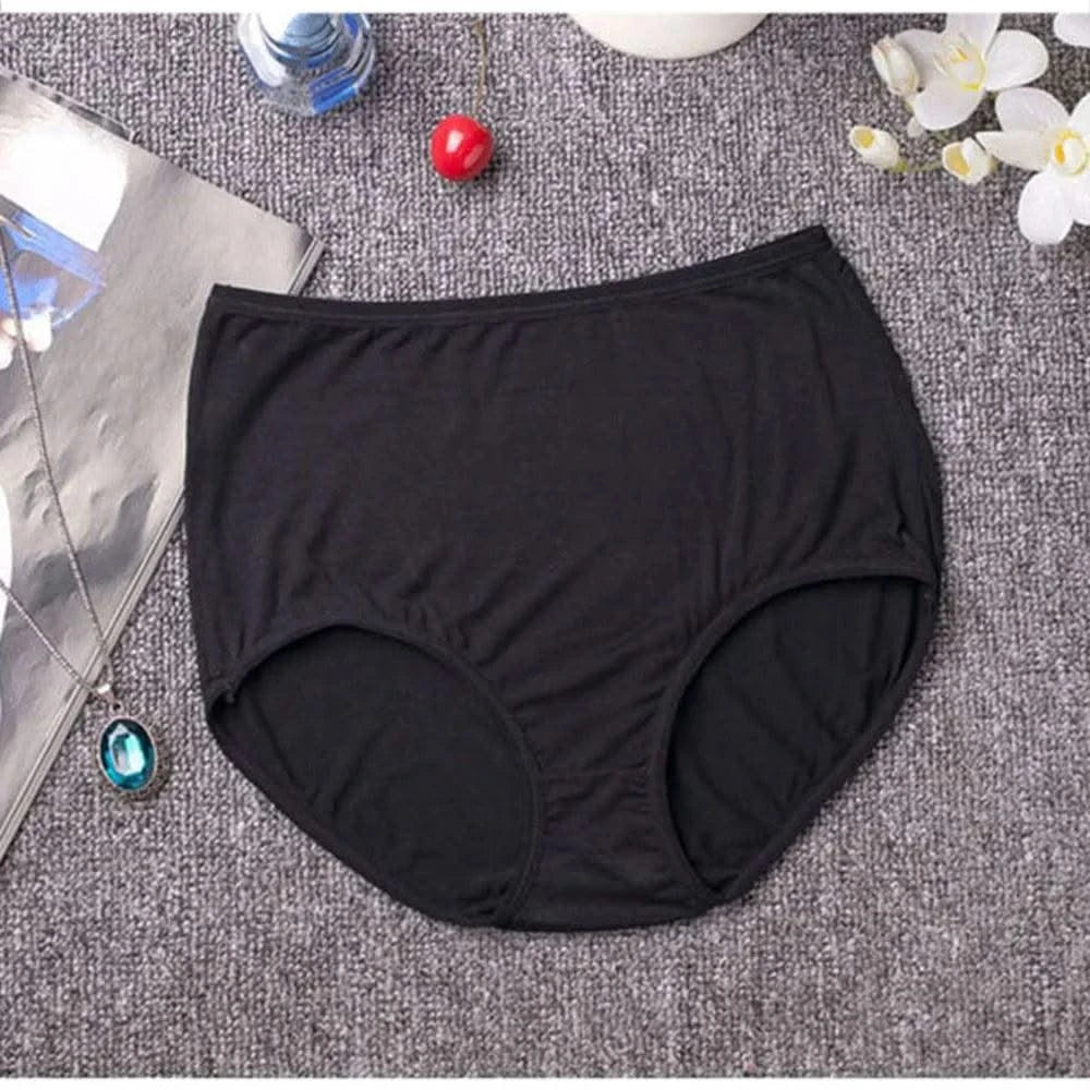 New Soft Women's Bamboo Fiber Panties Sexy Underwear High-Rise Briefs Solid Color Everyday Underpants Ladies Big Size Lingerie