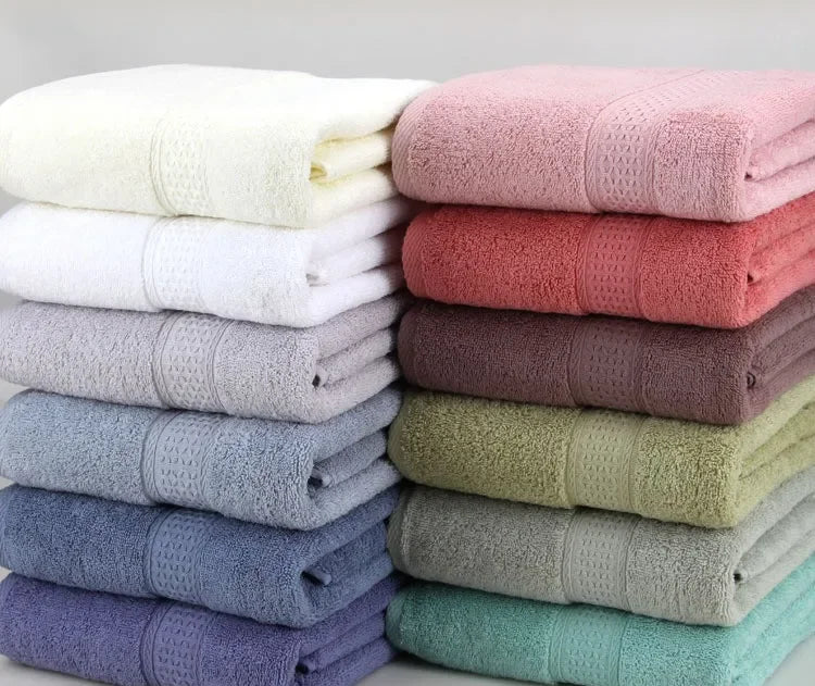 Large Bath Towels for Adults, 100% Cotton, Solid Terry, Beach Towel, Absorbent Yoga Shower Towels Bathroom, Wholesale, 70*140cm