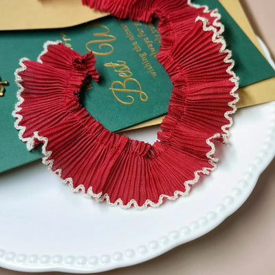 4M/lot 3cm Wine red/pink/Beige Chiffon Pleated Lace Dog Tooth Ruffle Lace Trimming for Dress Pet Cloth Home Decoration X1496