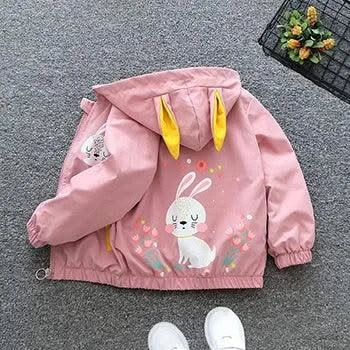 Baby Girls Cute Rabbit Hooded Casual Zipper Jacket| Spring |Autumn |Christmas |Outerwear Coat 1 2 3 4 5 6 Years |Kids Clothes