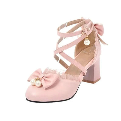 Kids Fashion Bowknot Thick High Heel Shoes | Children's Party Shoes| Fancy Dress Shoes for Girls