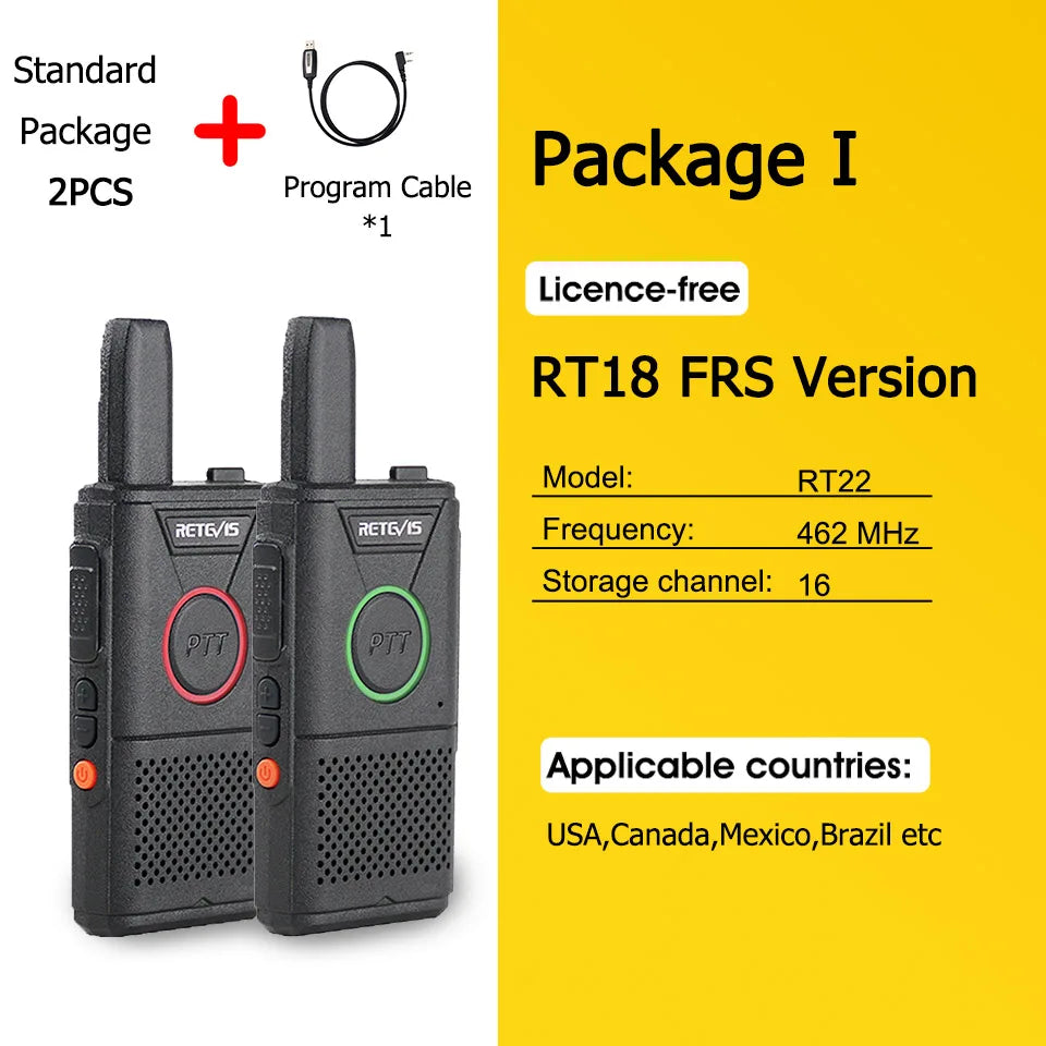 RETEVIS RT618 Mini Walkie Talkie Dual PTT Walkie-talkies 2 pcs PMR 446 Communication Equipment Portable Two-way Radio Cafe Hotel