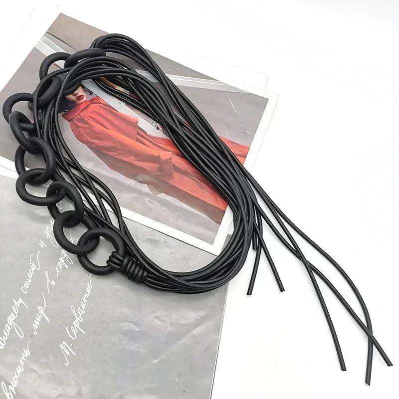 Ukebay new handmade luxury necklaces for women rubber jewelry black statement necklace fashion clothes chain gothic