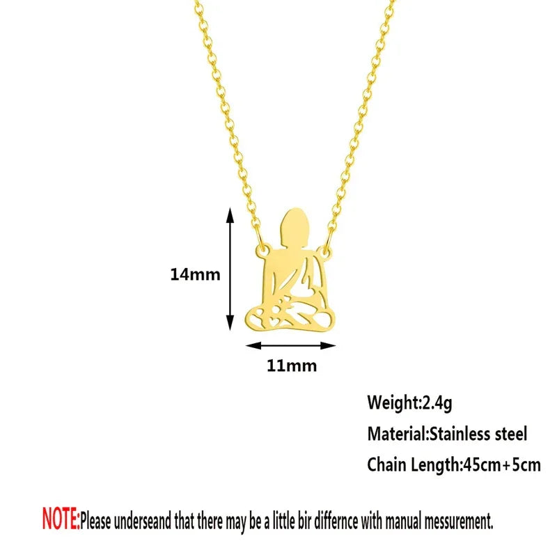 Stainless Steel Meditation Buddha Pendant Necklaced Sincere Buddhism Accessories Guardian Jewelry Gift