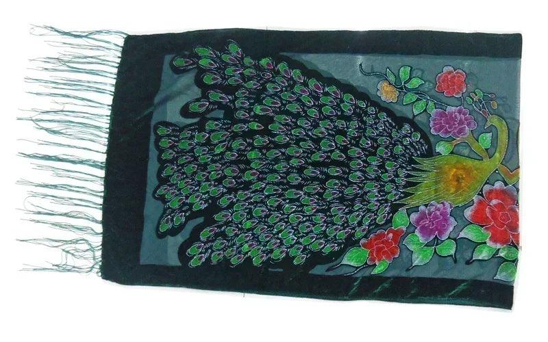 Fashion black peacock velvet scarf women shawl ponchos bandanas