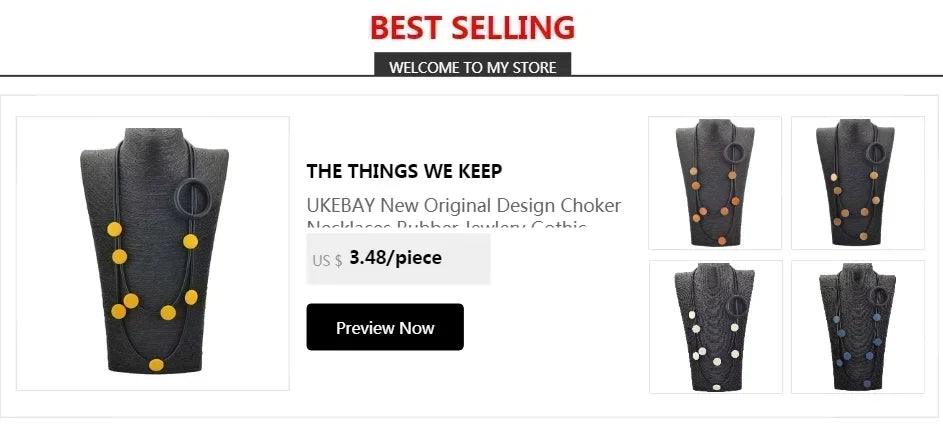 Ukebay new handmade luxury necklaces for women rubber jewelry black statement necklace fashion clothes chain gothic