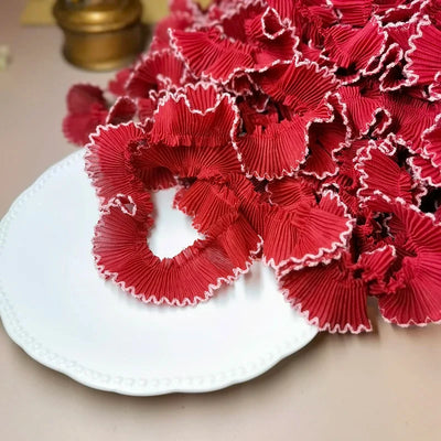 4M/lot 3cm Wine red/pink/Beige Chiffon Pleated Lace Dog Tooth Ruffle Lace Trimming for Dress Pet Cloth Home Decoration X1496