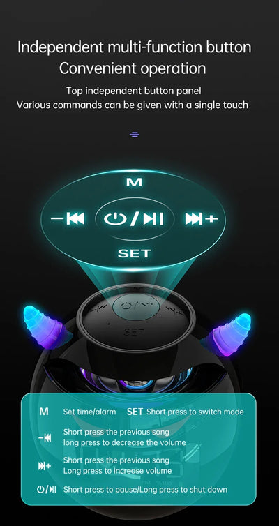 Bluetooth Speaker audio with LED Digital Alarm Clock Music Player Wireless Ball Shape Clock Speaker Mini  Speaker Alarm clock