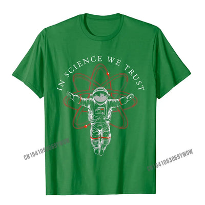 Atheist Shirt In Science We Trust Astronaut Humanist T-Shirt Camisas Men Cotton Tees Hip Hop New Design Casual Tshirts