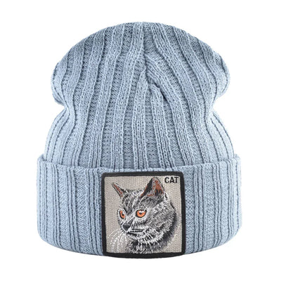 Women's Fashion Beanies Hat Solid Color Knitted Wool Skullies With Embroidery Patch Autumn Winter Men's Knit Gorras Bonnet