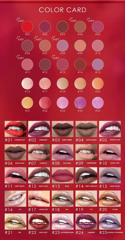 FOCALLURE Matte Liquid Lipstick Waterproof Long-lasting Lightweight Lip Gloss Lips Glaze Lips Tint Makeup for Women's Cosmetics