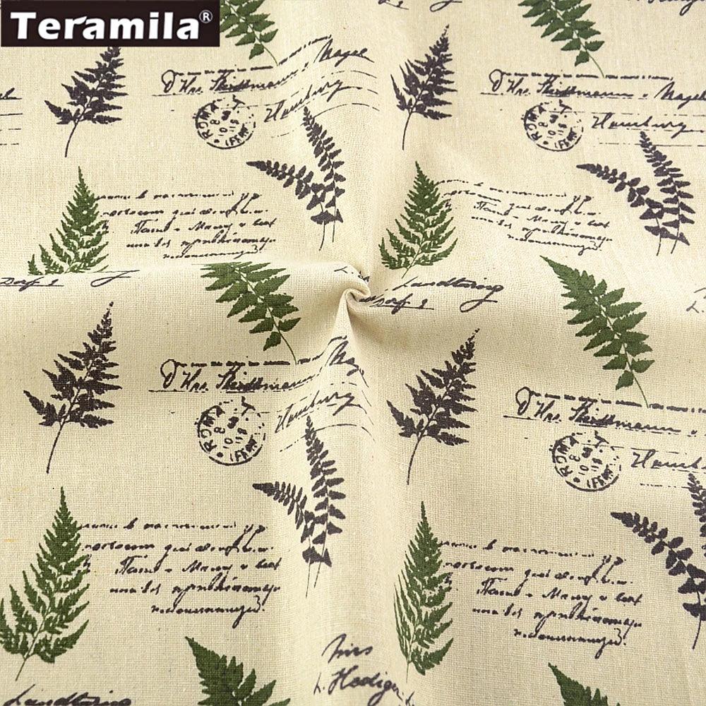 TERAMILA Sewing Material Tissu Tablecloth Print Grass Design Home Textile Cotton Linen Fabric Pillow Bags Curtain Cushion Pillow