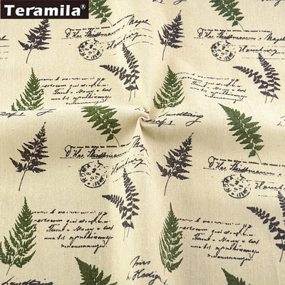 TERAMILA Sewing Material Tissu Tablecloth Print Grass Design Home Textile Cotton Linen Fabric Pillow Bags Curtain Cushion Pillow