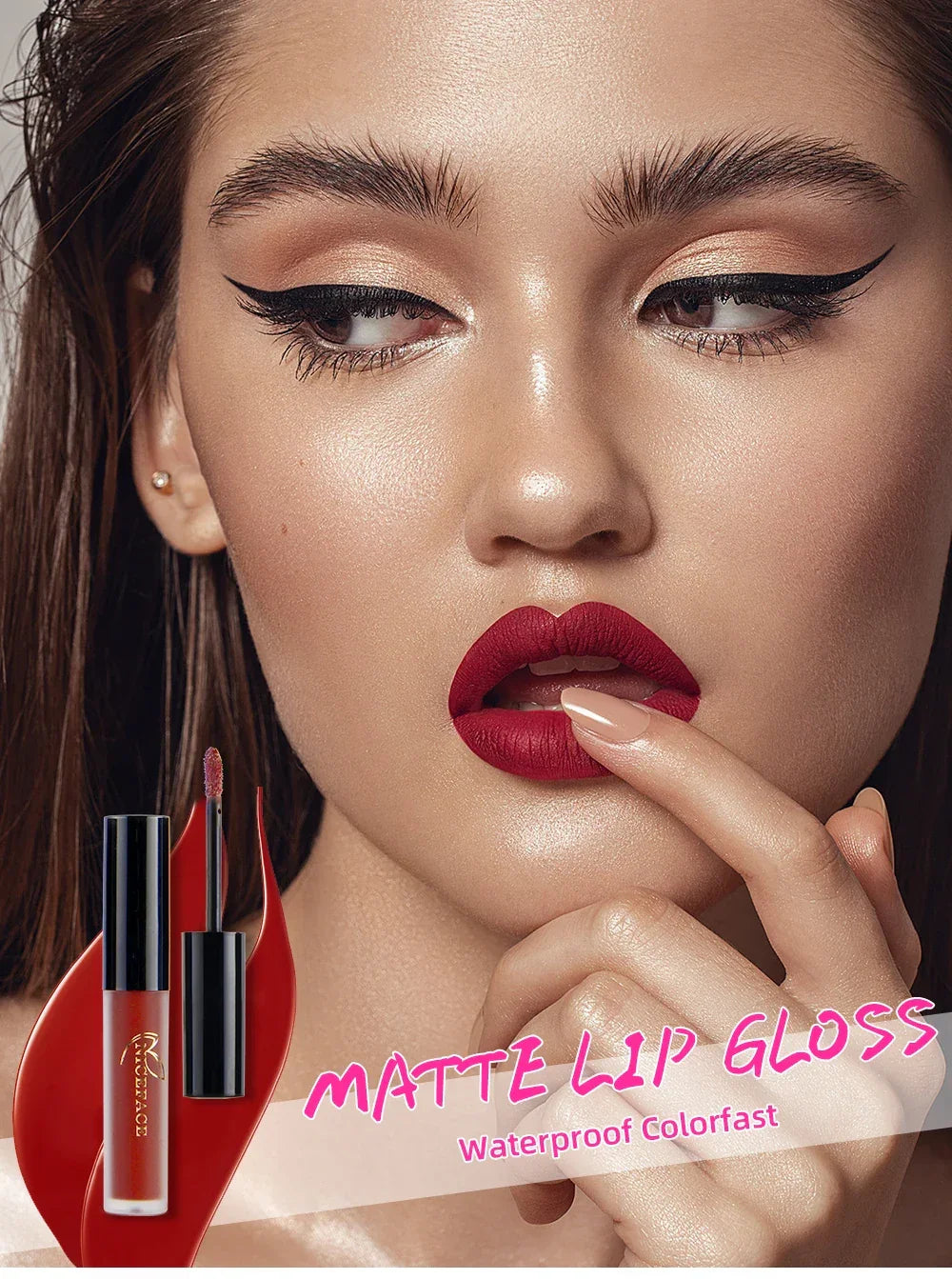 NICEFACE Matte Liquid Lipstick Waterproof Long Lasting Lip Gloss Tint Sexy Red Nude Purple Metallic Lipsticks Makeup Cosmetics