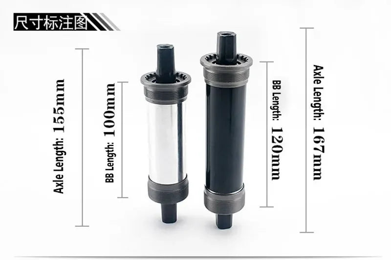 Snow Bicycle Bottom Bracket for Electric Bike, BB Parts, ISO Square, 80mm, 90mm, 100mm, 110mm, 120mm,BSA for E-Bike, Beach Bike