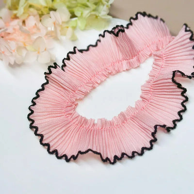 4M/lot 3cm Wine red/pink/Beige Chiffon Pleated Lace Dog Tooth Ruffle Lace Trimming for Dress Pet Cloth Home Decoration X1496