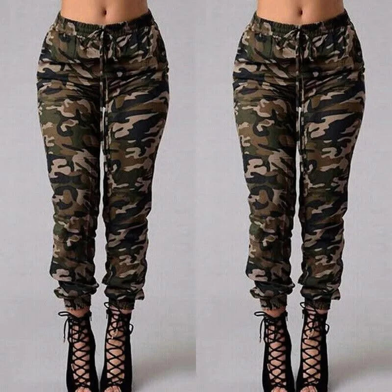New Women Camo Cargo High Waist Hip Hop Trousers Pants Military Army Combat Camouflage Long Pants Hot Capris Plus Size S-2XL New