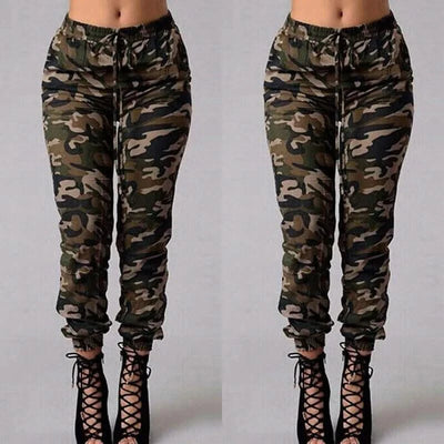 New Women Camo Cargo High Waist Hip Hop Trousers Pants Military Army Combat Camouflage Long Pants Hot Capris Plus Size S-2XL New
