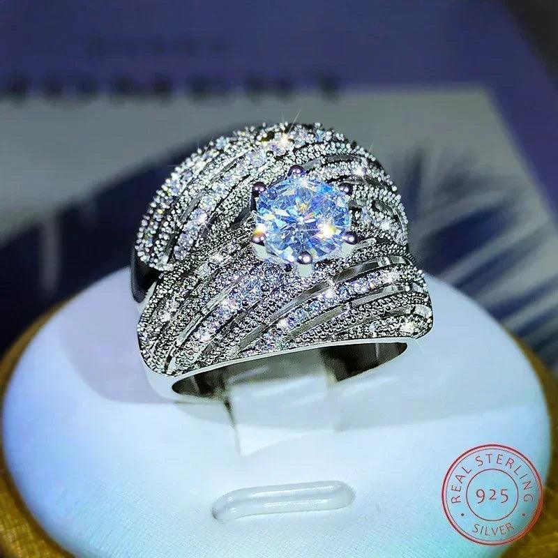 Luxury double set ring high-grade zircon plated real gold men’s and women’s rings party wedding jewelry gift
