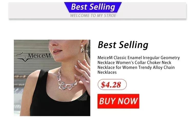 Meicem women silver plated pendant original design chain leaf necklace drop female luxury necklaces set for wedding