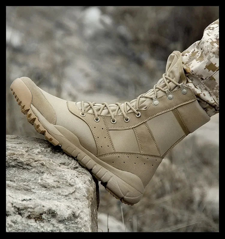 Summer Combat Boot Men Women Climbing Training Lightweight Waterproof Tactical Boots Outdoor Hiking Breathable Mesh Shoes