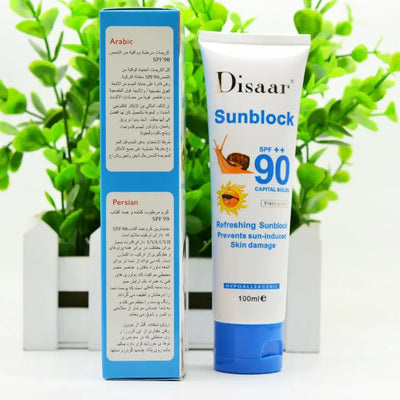 Snail Sunscreen Cream 100ml,Protection Face Cream Disaar Sunblock 90++ Protective Cream Pigmentation SPF