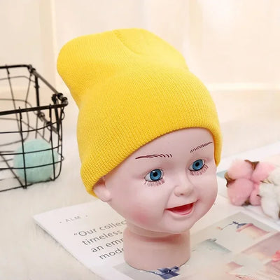 Solid Beanies Hat for Kids Baby Girls Boys Autumn Winter Caps Warm Soft Candy Knitted Bonnet Hats Skullies Toddler Children Cap