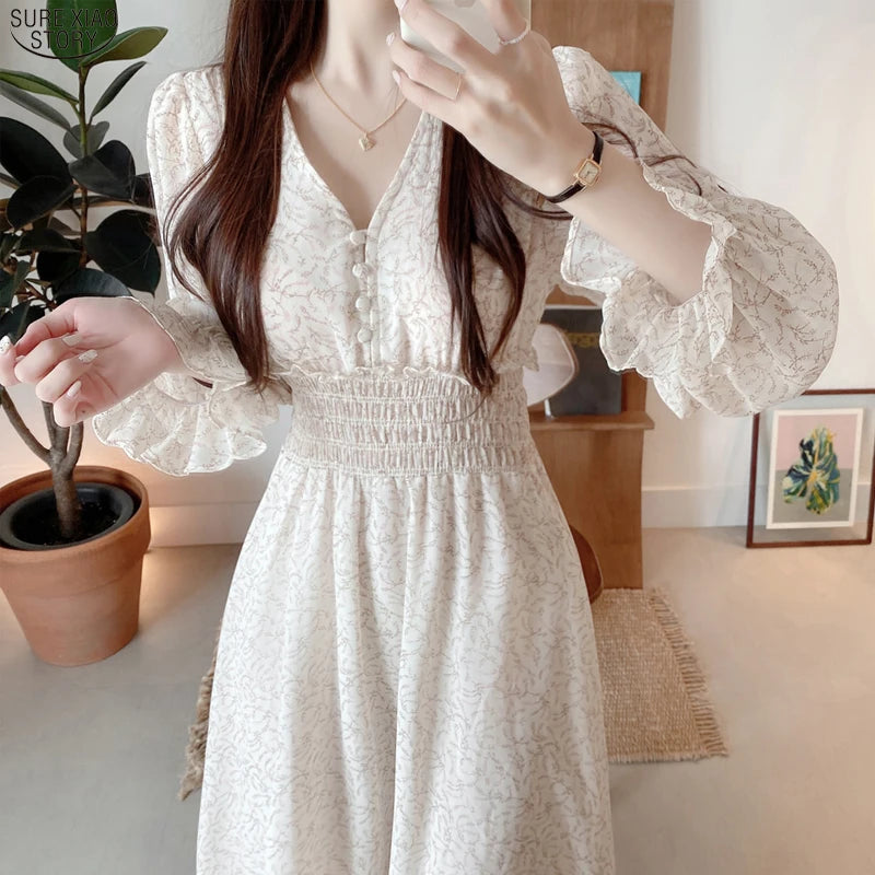2021 Summer Striped Cotton Linen Long Dress Women Fashion Loose Vestidos Vintage V-neck Half Sleeve Dress for Women Loose