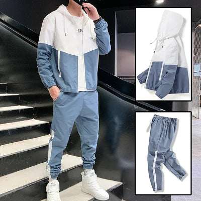 2025 Men Tracksuit Casual Joggers Hooded Sportswear Jackets And Pants 2 Piece Sets Hip Hop Running Sports Suit - Elanique