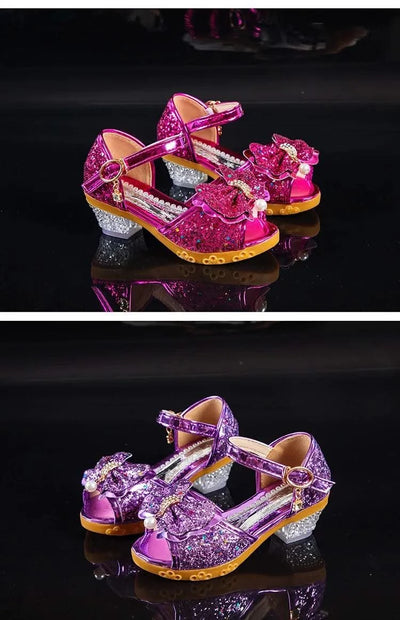 Princess Casual Glitter Bowknot High Heel Children's Shoes| Girls Shoes | Fashion | Dance | Party Sandals