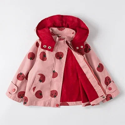 2021 Spring Autumn Girls Windbreaker Coat Jackets Baby Kids Flower Embroidery Hooded Outwear For Baby Kids Coats Jacket Clothing