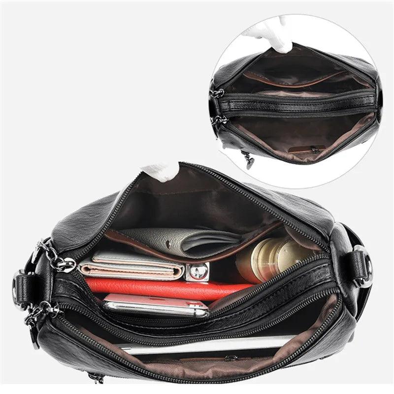 Designer luxury handbags 2024 new vintage soft leather tote bags for women multi-pocket shoulder messenger high quality