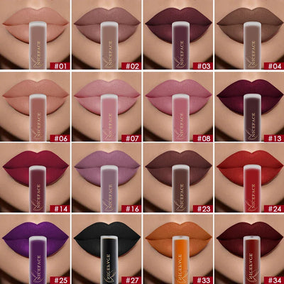 NICEFACE Matte Liquid Lipstick Waterproof Long Lasting Lip Gloss Tint Sexy Red Nude Purple Metallic Lipsticks Makeup Cosmetics