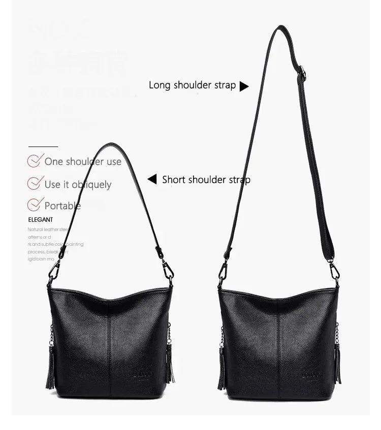 Hand crossbody bags for women 2024 new luxury designer handbag leather tassel shoulder purses and handbags tote bag