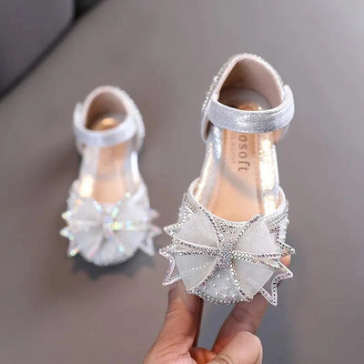 Children's  Comfortable  Princess Shoes | Kids Flat Shoes With Glittery Bow | Little Girl's Spring/Summer Fashion Sandals