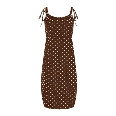 Dresses Sundress Summer Women Causal Polka Dot Sleeveless High Pleated elastic waist V-Neck Beach Dress Vestidos De Verano