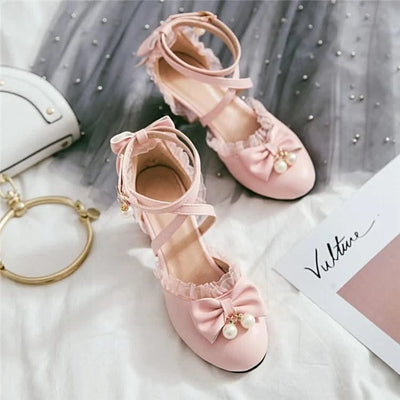 Kids Fashion Bowknot Thick High Heel Shoes | Children's Party Shoes| Fancy Dress Shoes for Girls