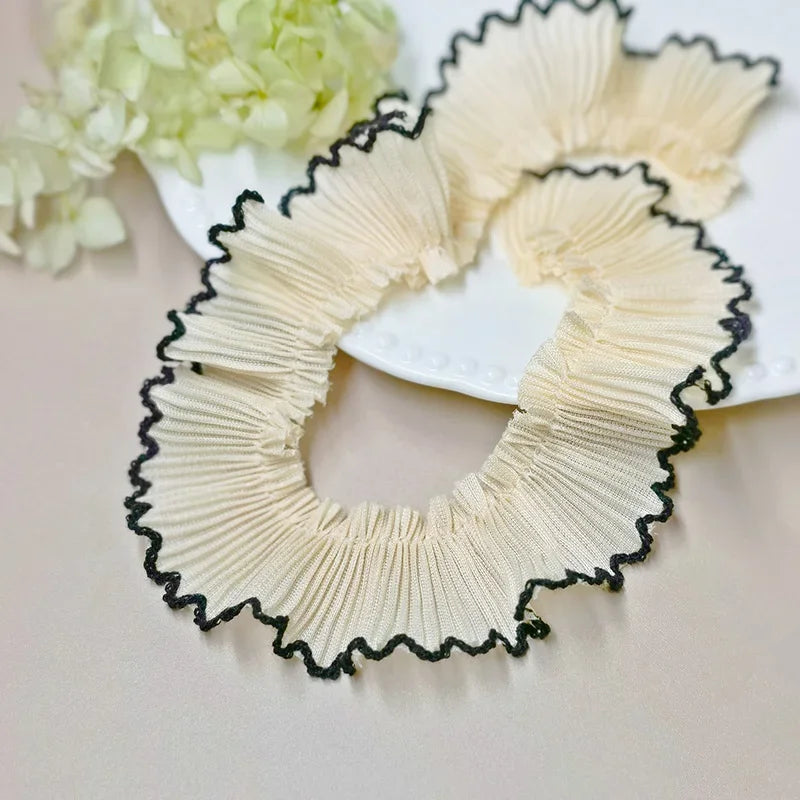 4M/lot 3cm Wine red/pink/Beige Chiffon Pleated Lace Dog Tooth Ruffle Lace Trimming for Dress Pet Cloth Home Decoration X1496